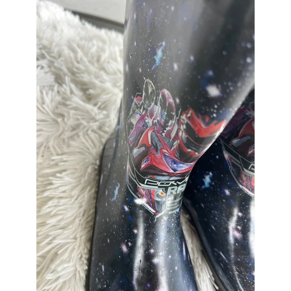 Power Rangers Toddler Rain Boots Galaxy Space Print Black Red Blue Size 2/3